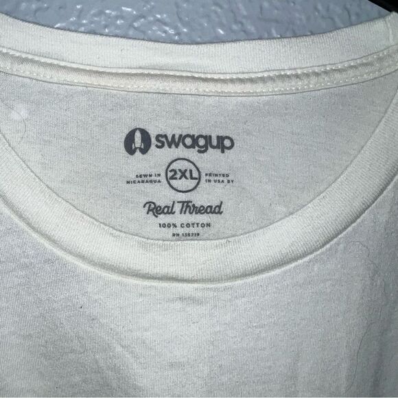 Swagup Womens Real Thread Crew Neck Short Sleeve Regular Fit T-Shirt Cream 2XL - Picture 7 of 9